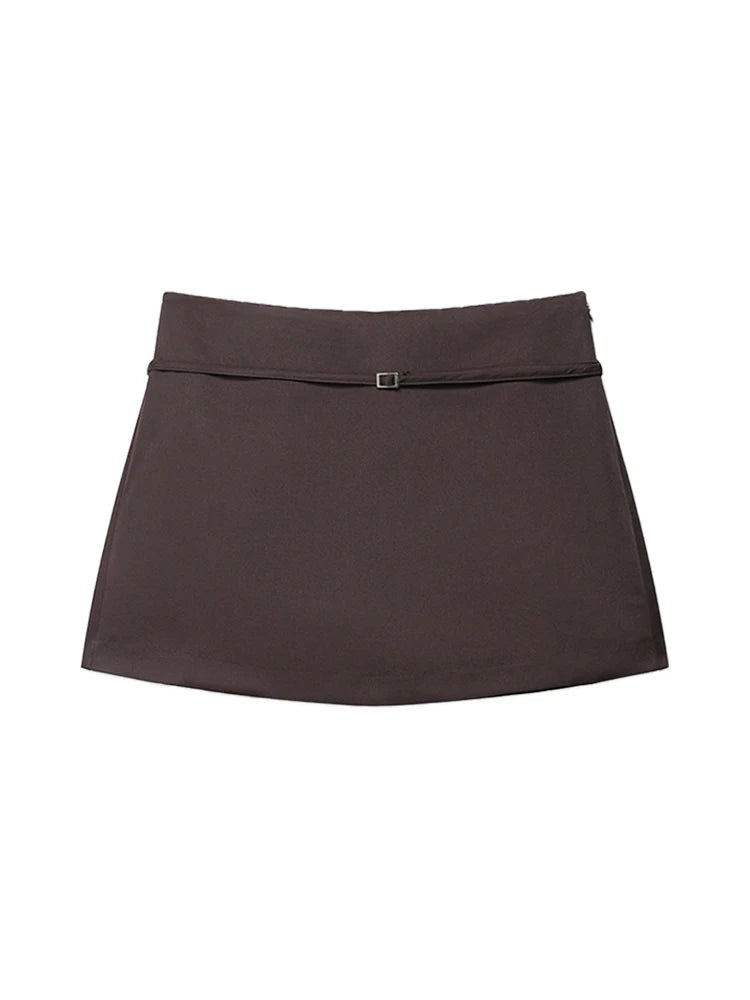 Women's Solid Color Belted Casual Short