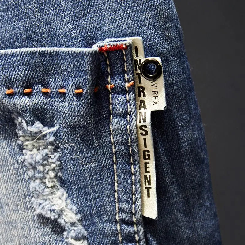 Men’s Ripped Slim Fit Straight Jeans