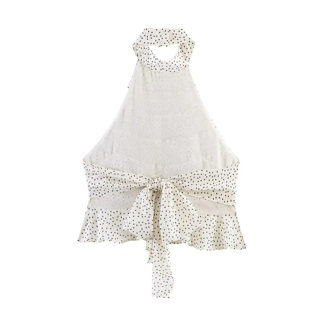 Women's Ruffle Halter Tie-Back Cami Top