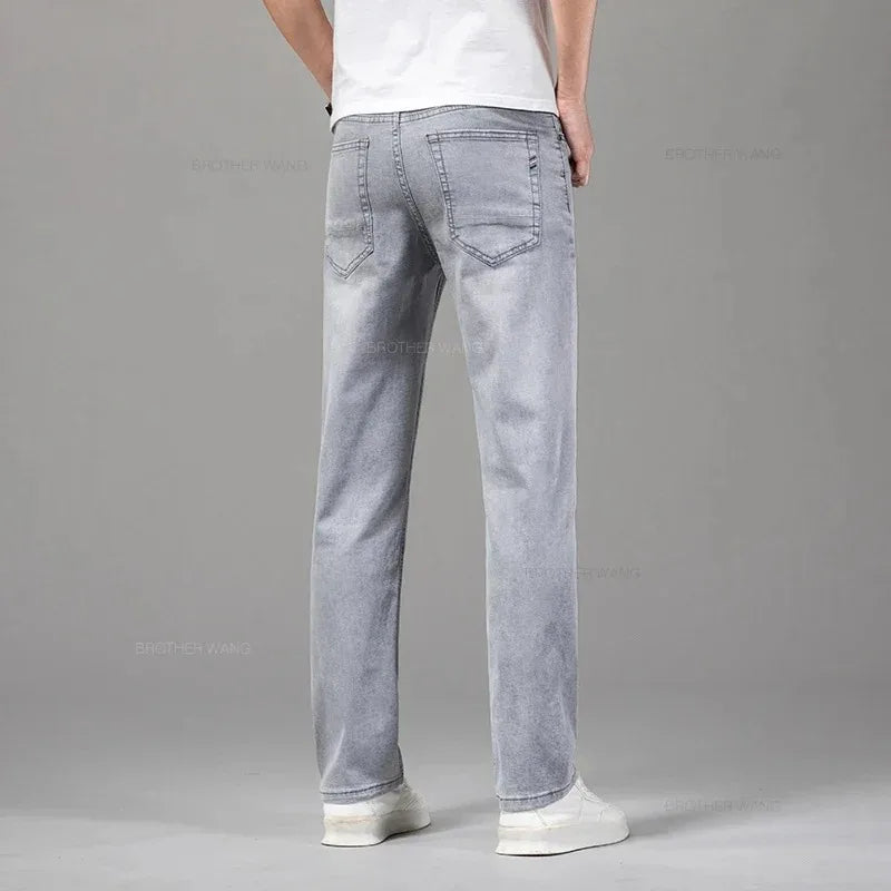 Men's Stretch Straight-Leg Gray Denim Jeans
