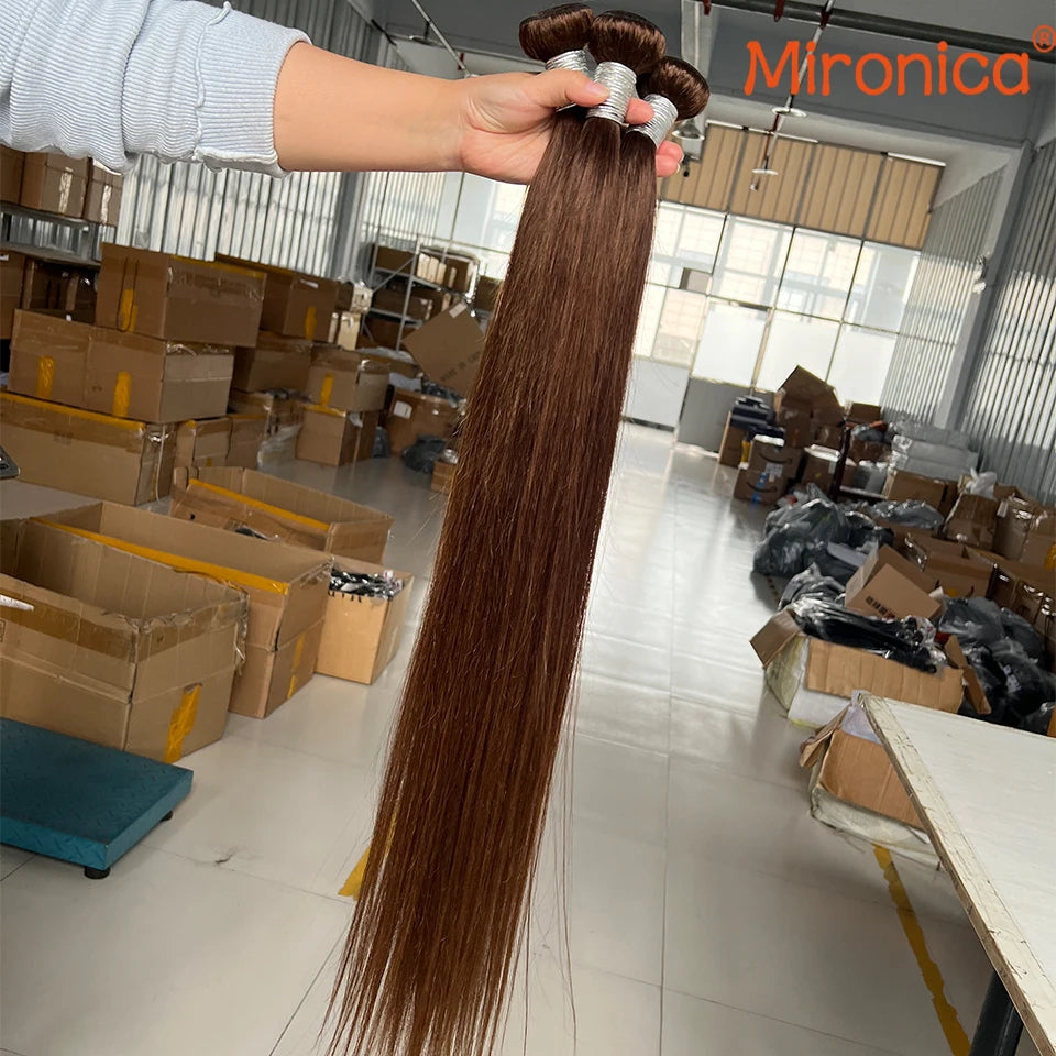 Straight Chocolate Brown Remy Human Hair Bundles
