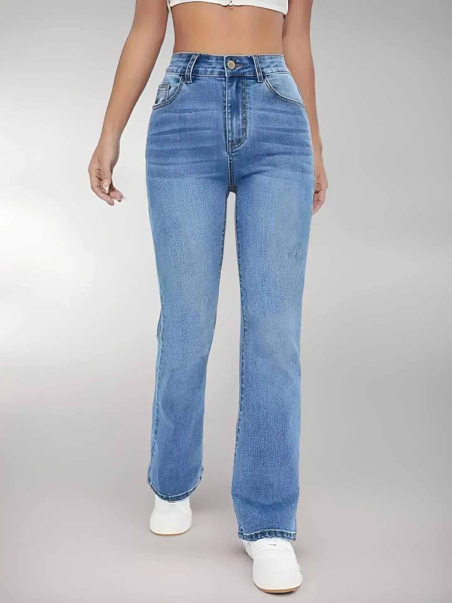 Women's High Waist Slim Fit Washed Jeans