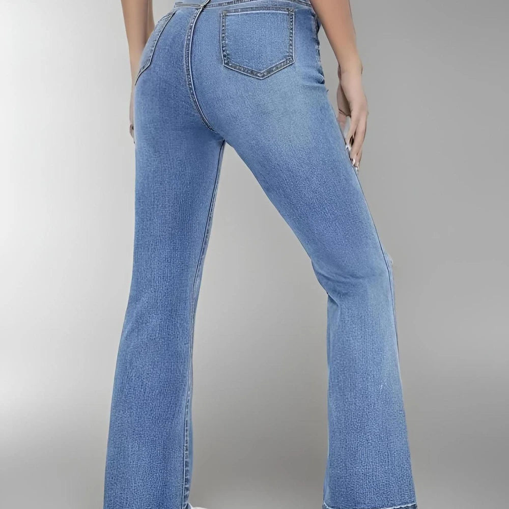 Women's High Waist Slim Fit Washed Jeans