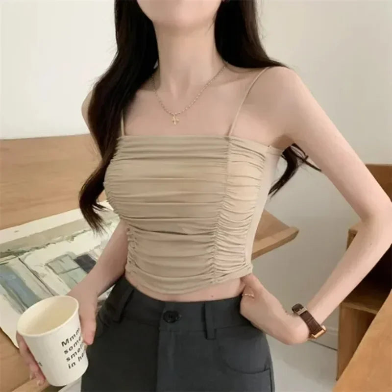 Women's White Corset Tube Top with Suspenders