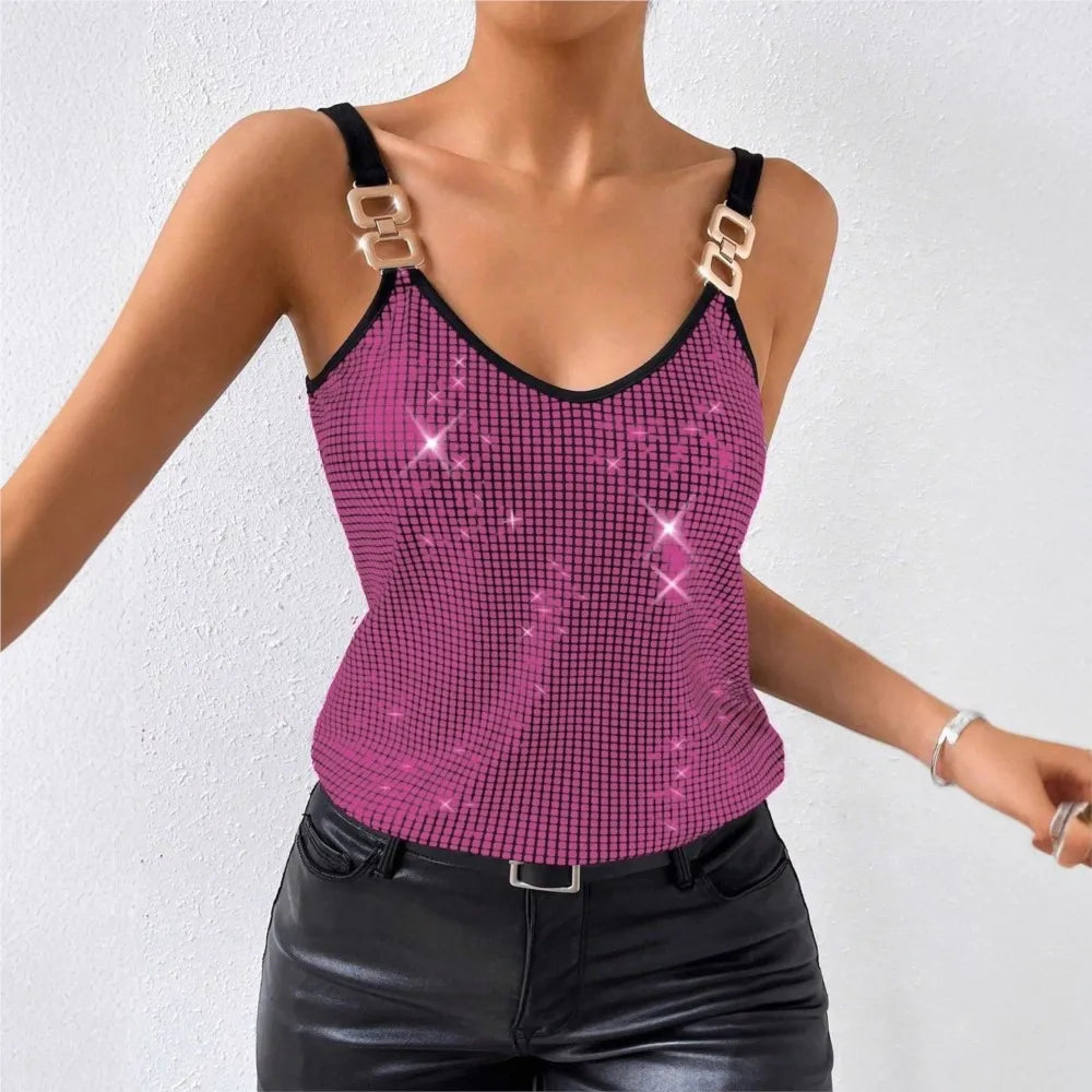 Women's Sexy Sequined Halter Backless Top