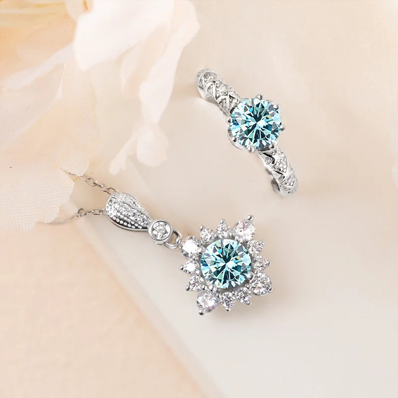 JoyceJelly 1 Carat Moissanite Sterling Silver Jewelry Set