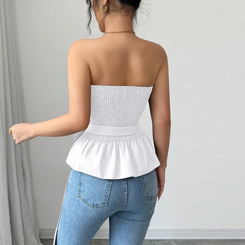Women's Elegant Strapless Knitted Tube Top
