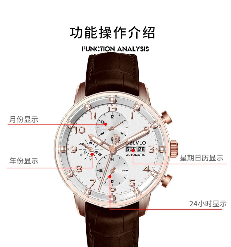 OBLVLO Men's Automatic Sapphire Watch