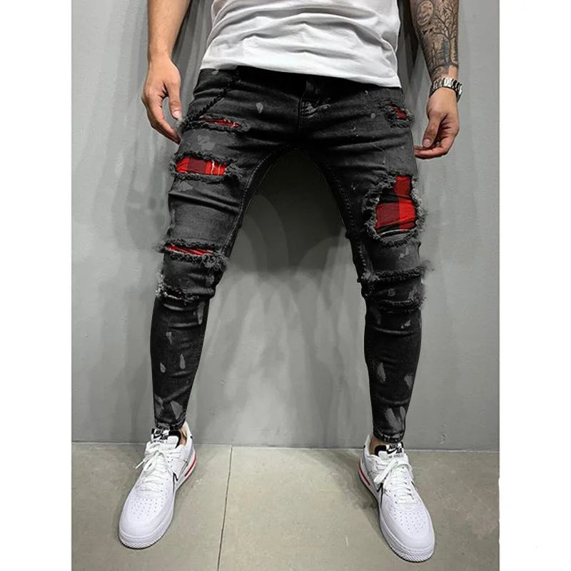 Men's Vintage Ripped Skinny Slim Fit Jeans
