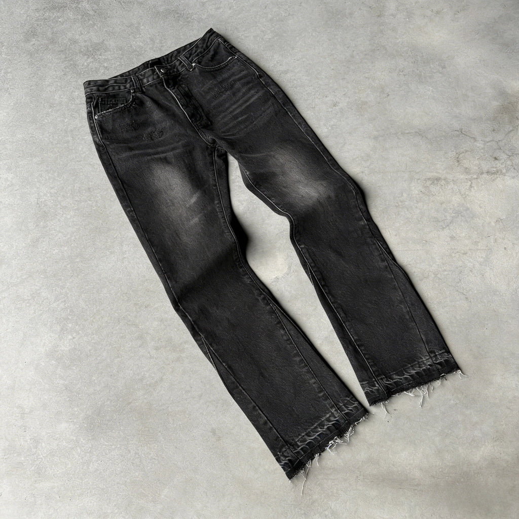 Vintage Washed Slim Fit Flared Jeans
