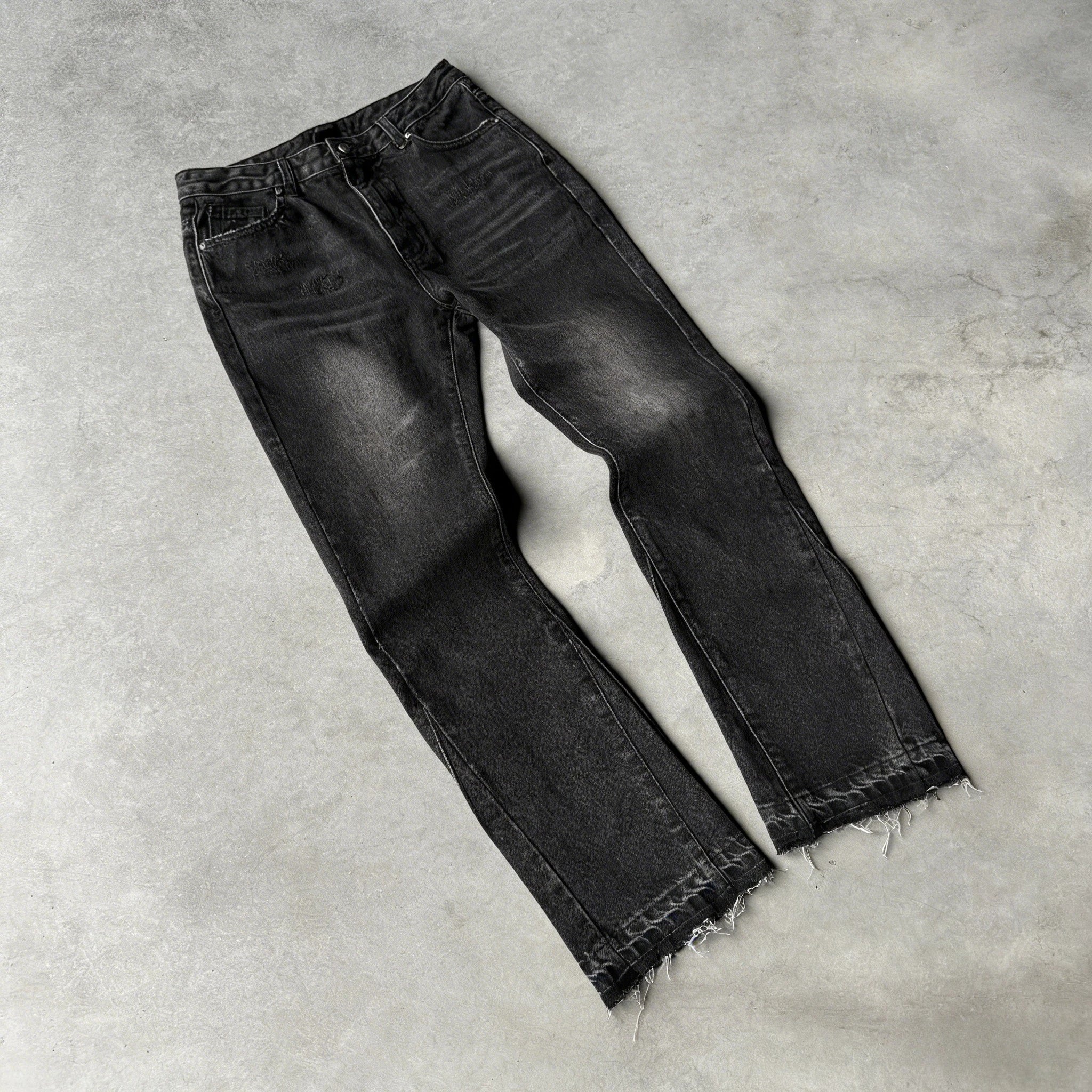 Vintage Washed Slim Fit Flared Jeans