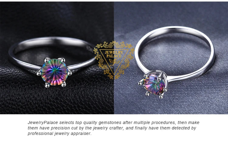 JewelryPalace Rainbow Mystic Quartz 925 Silver Ring