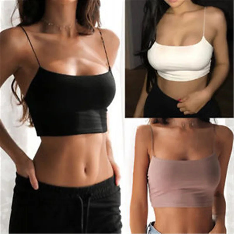 Women's Sexy Black Halter Backless Crop Tank Top