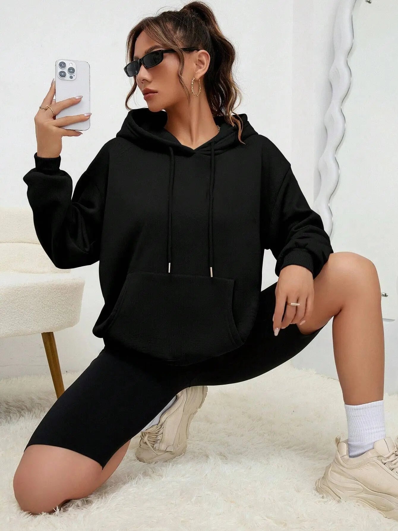 Unisex Solid Color Fleece Hoodie