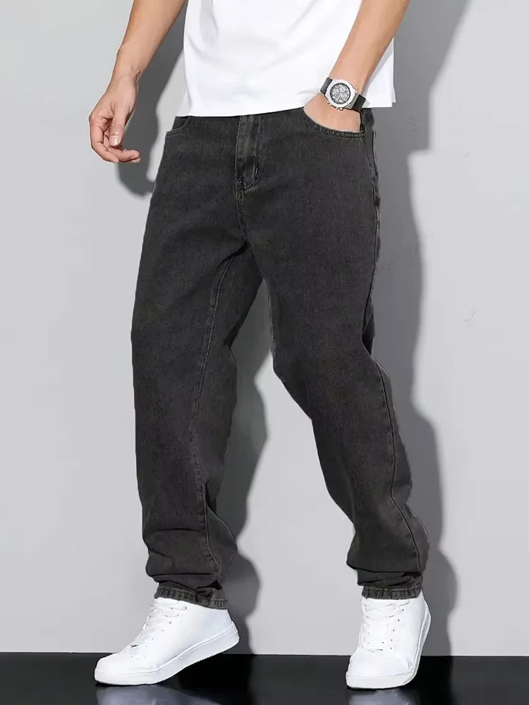 Men's Vintage Y2K Wide-Leg Straight Denim Jeans