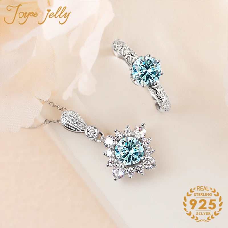 JoyceJelly 1 Carat Moissanite Sterling Silver Jewelry Set