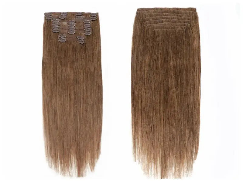Clip-In Human Hair Extensions Straight Invisible Weft
