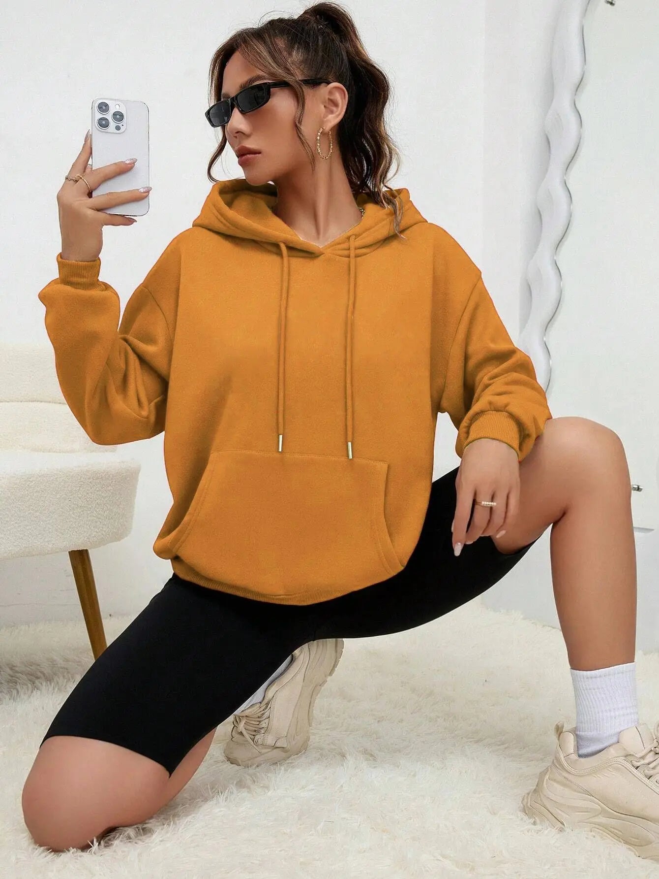 Unisex Solid Color Fleece Hoodie