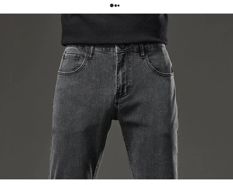 Men's Slim Straight Elastic Jeans