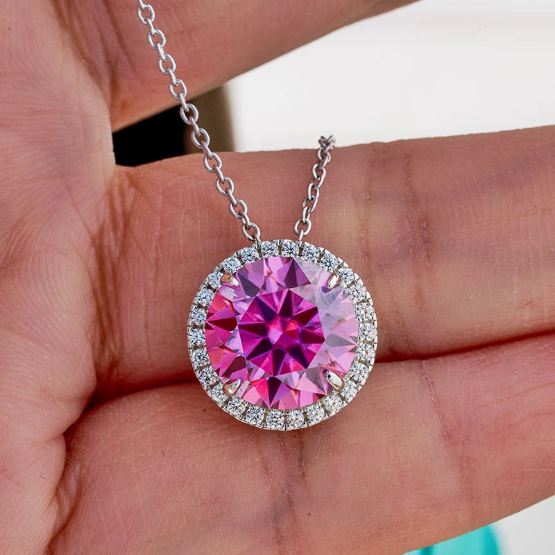 JoyceJelly 5CT Colorful Moissanite Sterling Silver Necklace
