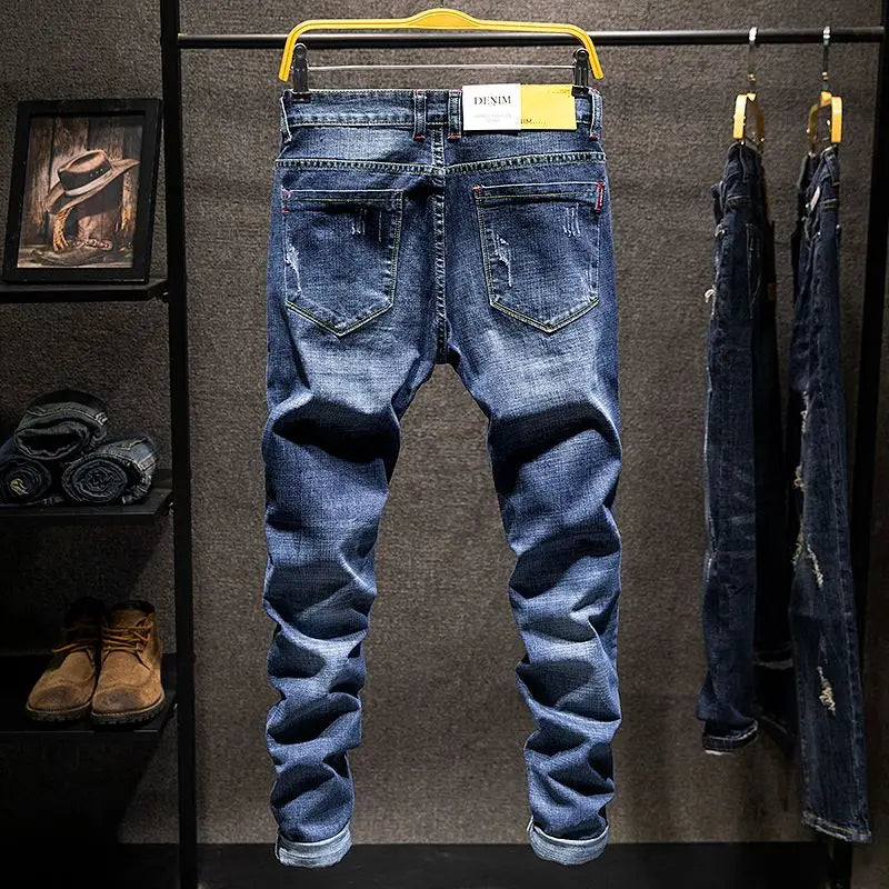 Men’s Ripped Slim Fit Straight Jeans