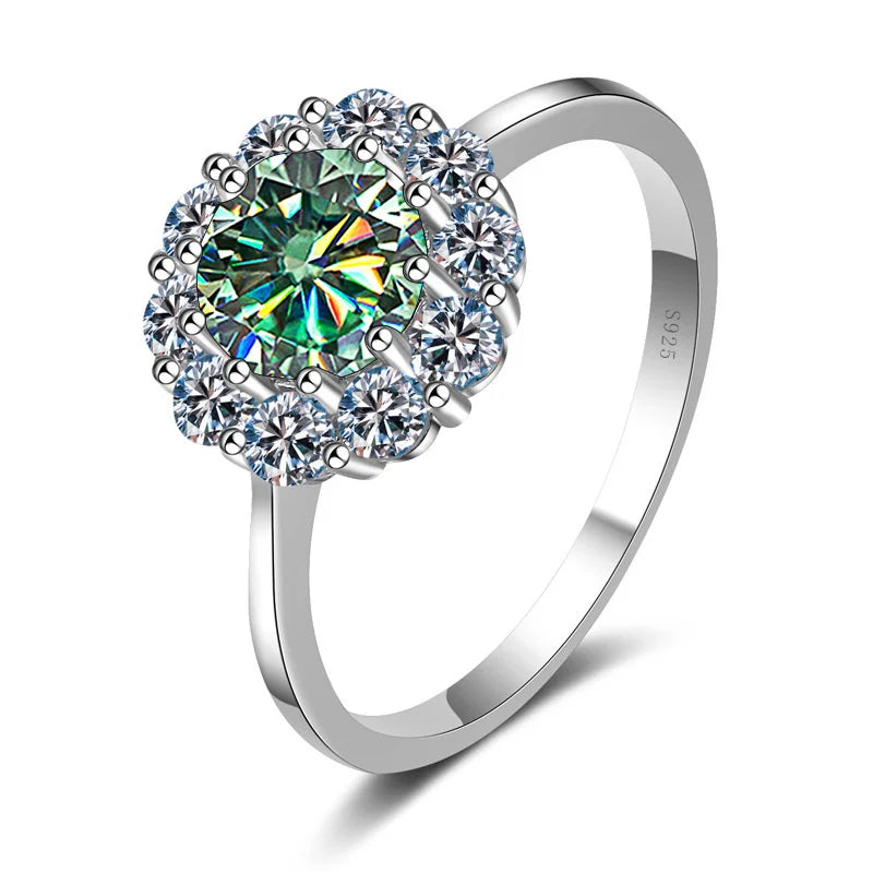 JoyceJelly 1ct 6.5mm Moissanite Flower Shape Engagement Ring D Color VVS Luxury Bridal Wedding Ring (Size 5–9)