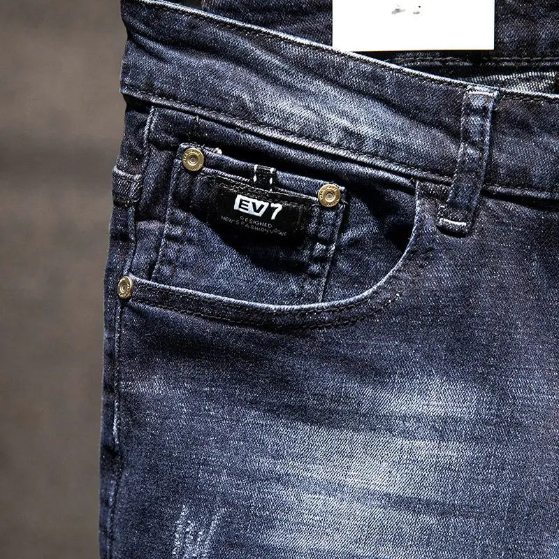 Men’s Ripped Slim Fit Straight Jeans