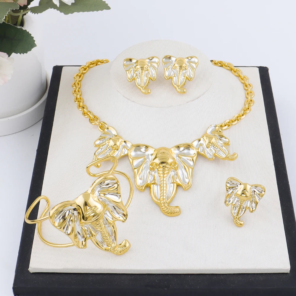 Luxury Gold-Plated Elephant Jewelry Set for Women