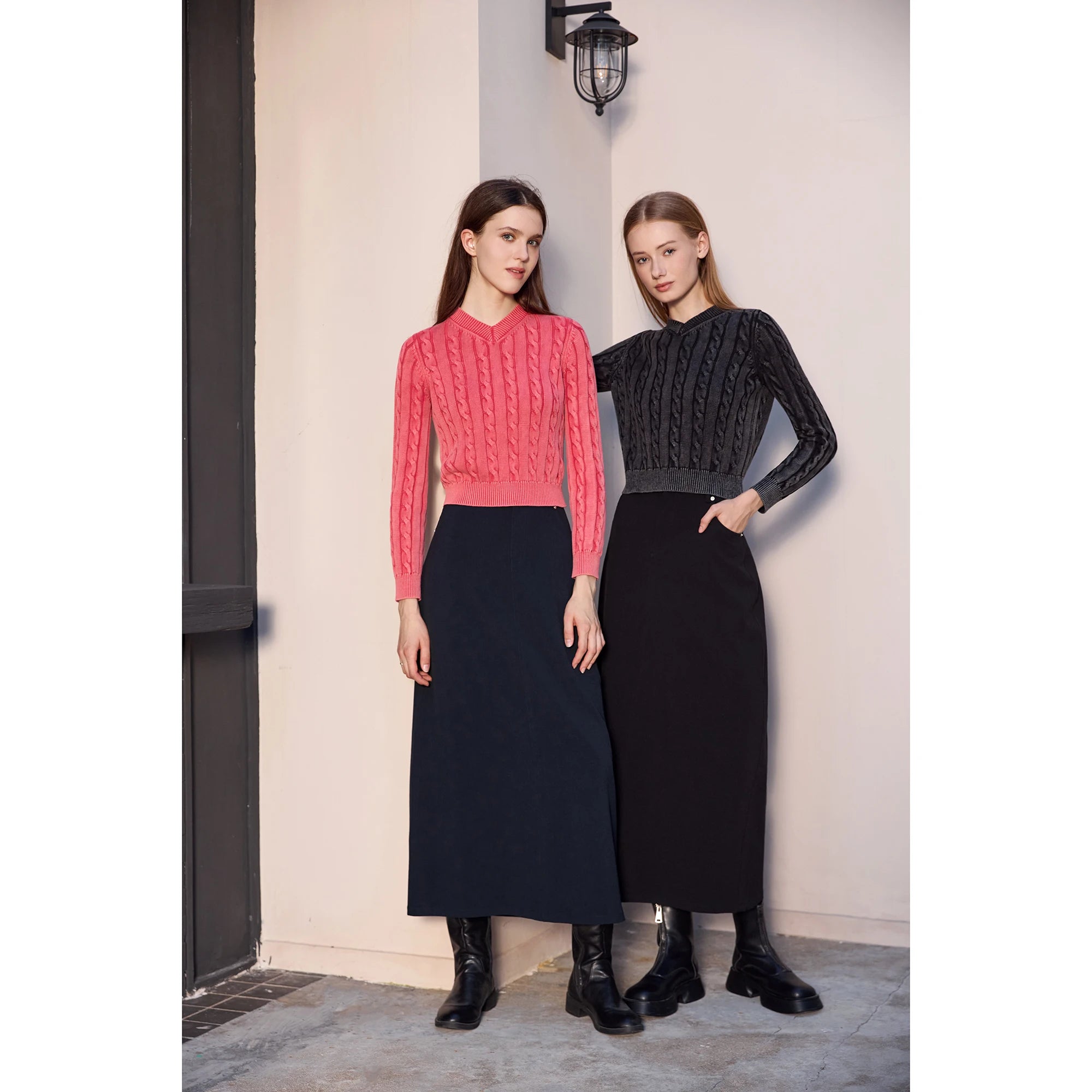 Women's Cable Knit Sweater & Skirt Set