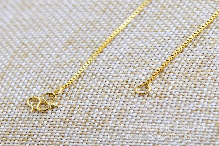 Lynge Jewelry AU999 24K Gold Box Chain Necklace for Women