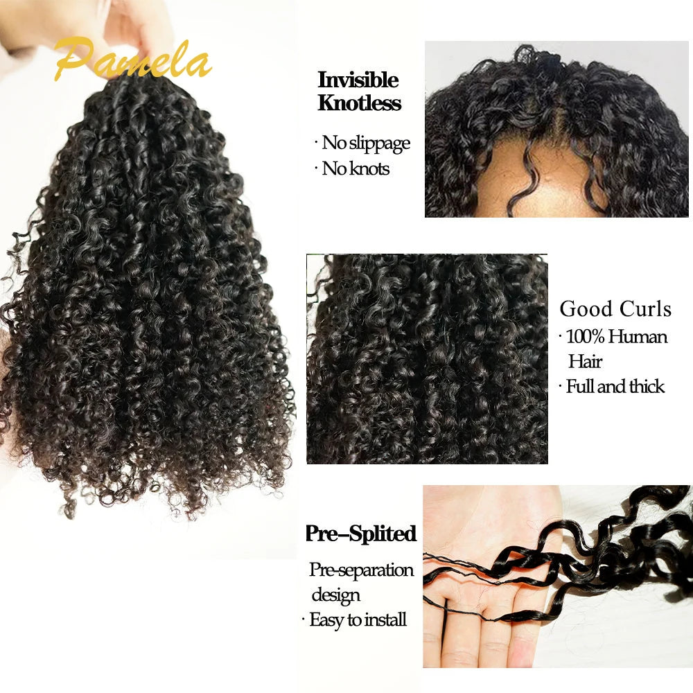 fro Kinky Burmese Curly Knotless Human Hair Extensions