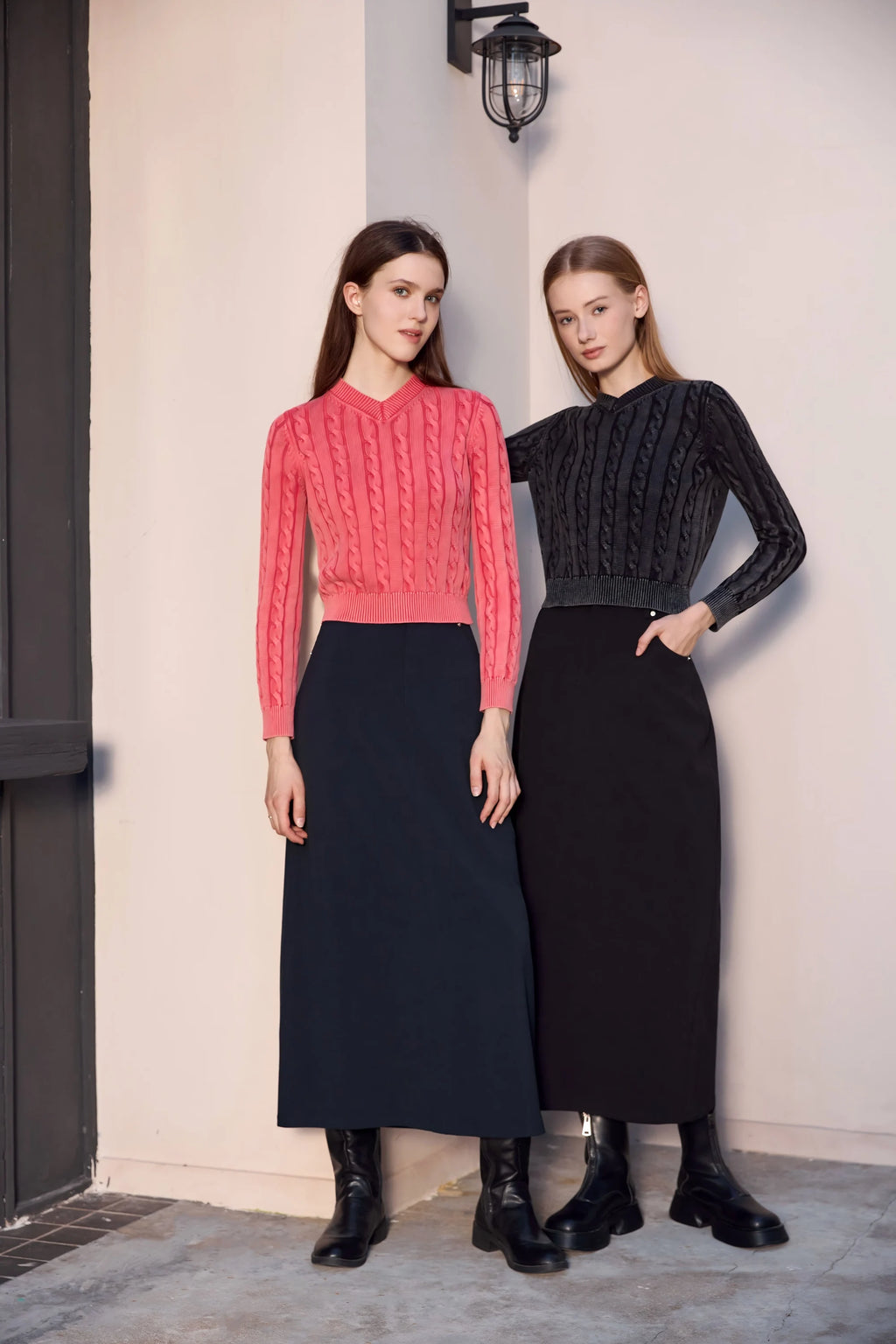 Women's Cable Knit Sweater & Skirt Set