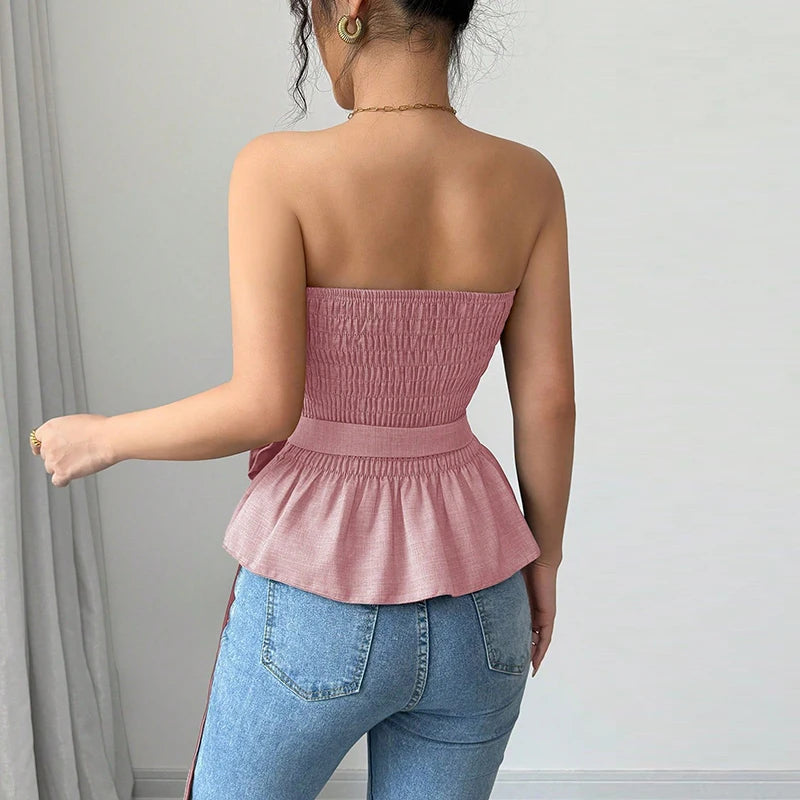 Women's Elegant Strapless Knitted Tube Top