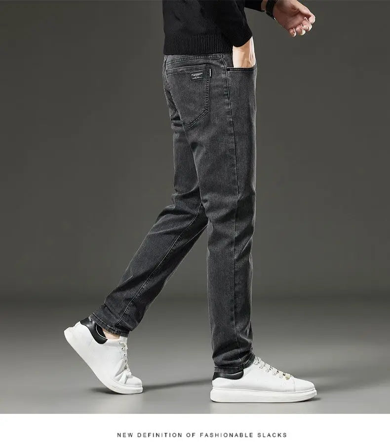 Men's Slim Straight Elastic Jeans