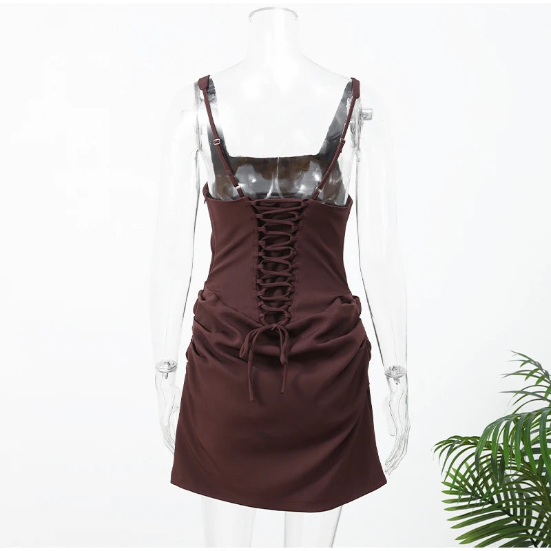 Women's Elegant Pleated Sling Party Dress