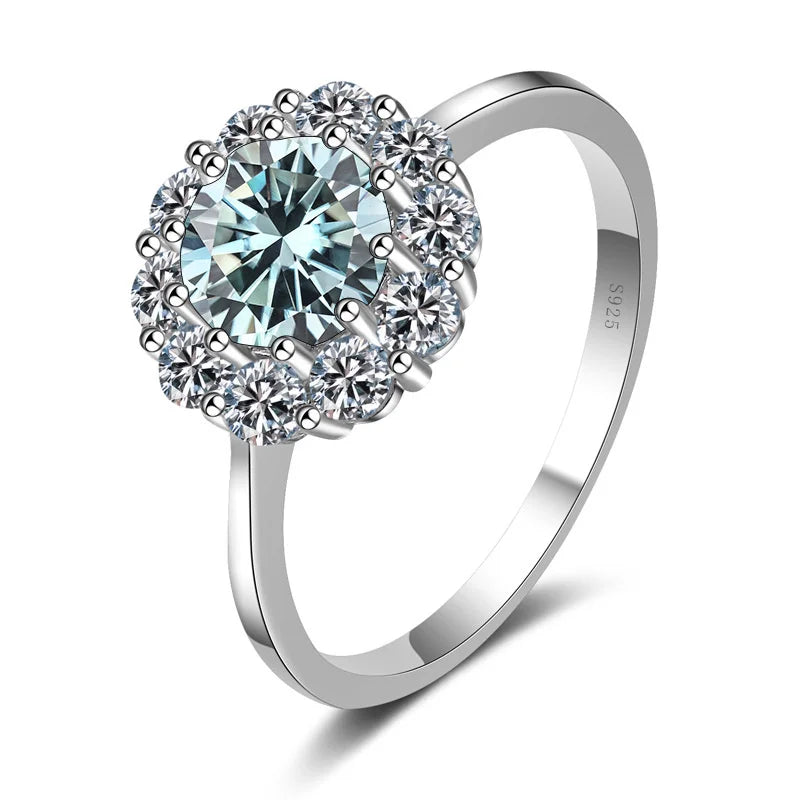 JoyceJelly 1ct 6.5mm Moissanite Flower Shape Engagement Ring D Color VVS Luxury Bridal Wedding Ring (Size 5–9)
