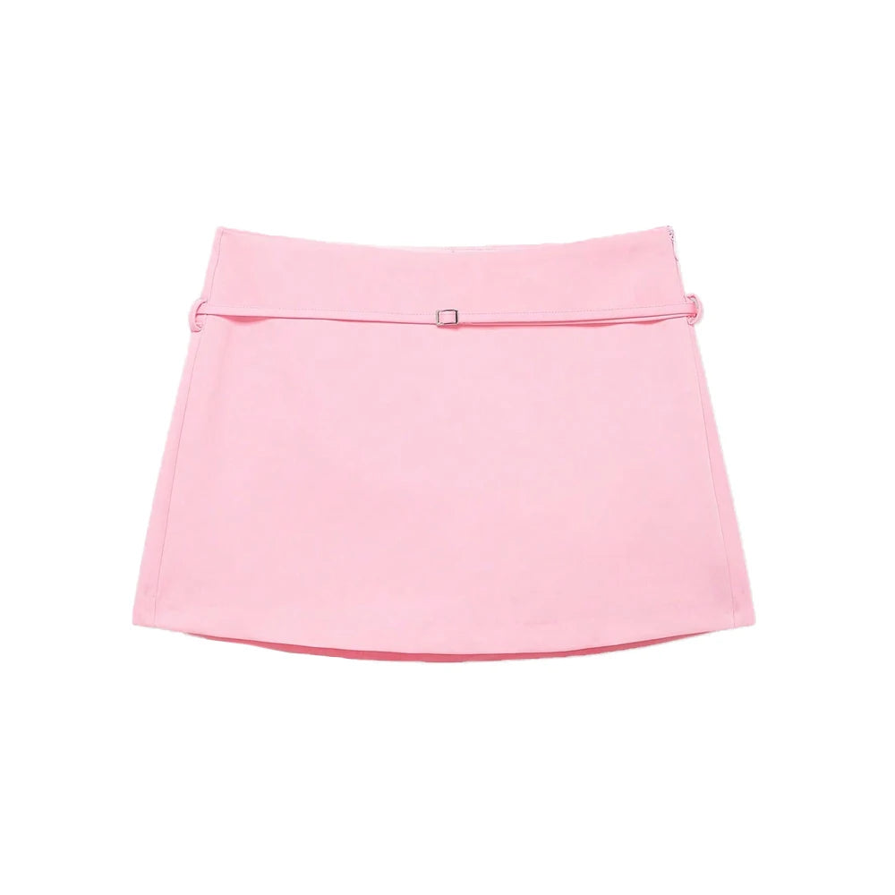 Women's Solid Color Belted Casual Short
