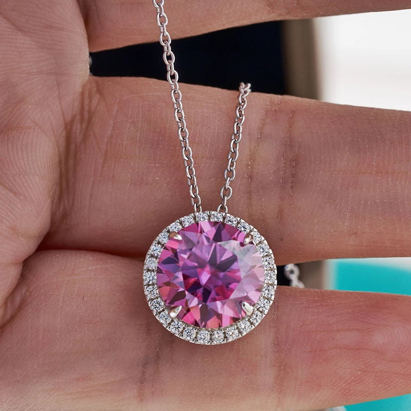 JoyceJelly 5CT Colorful Moissanite Sterling Silver Necklace