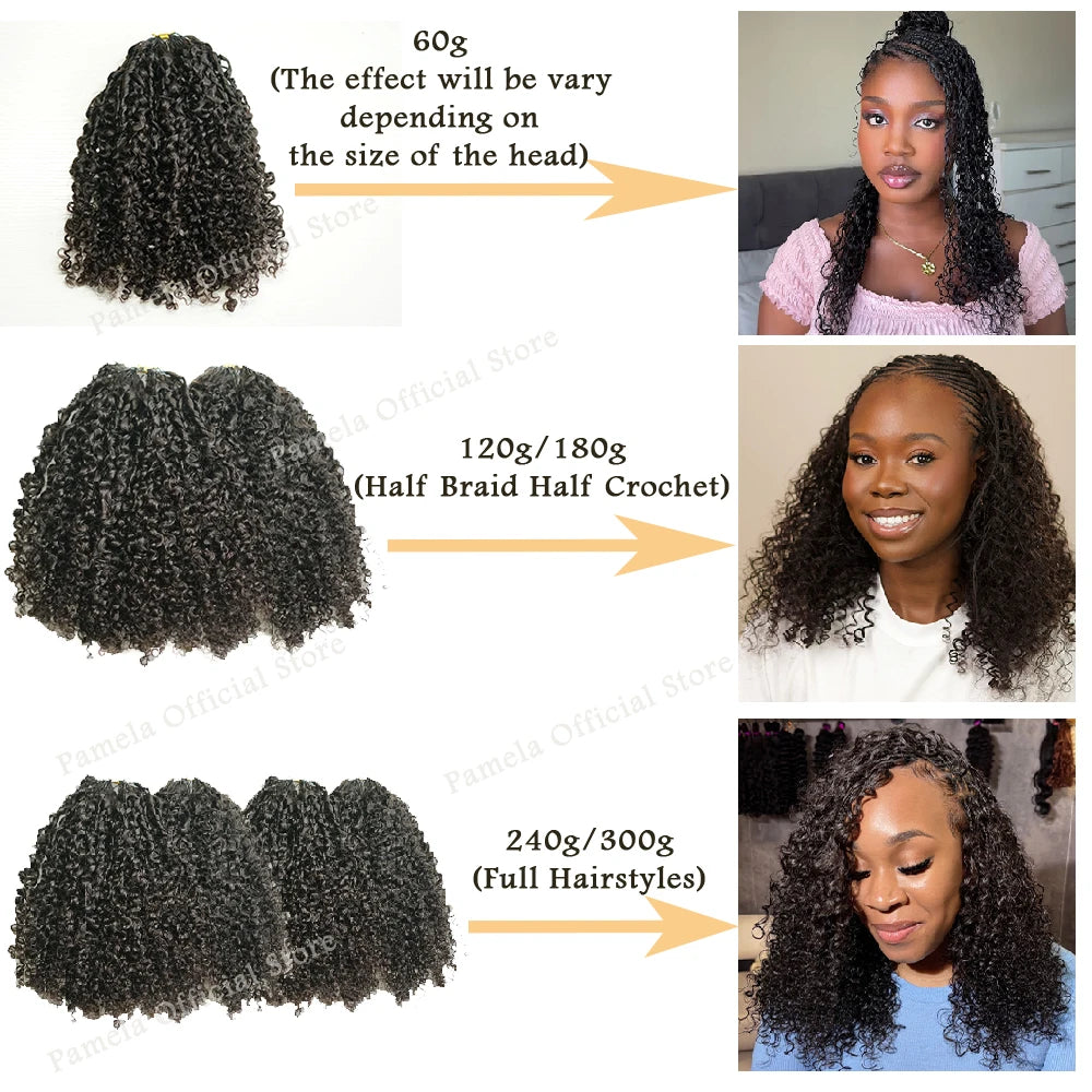 fro Kinky Burmese Curly Knotless Human Hair Extensions
