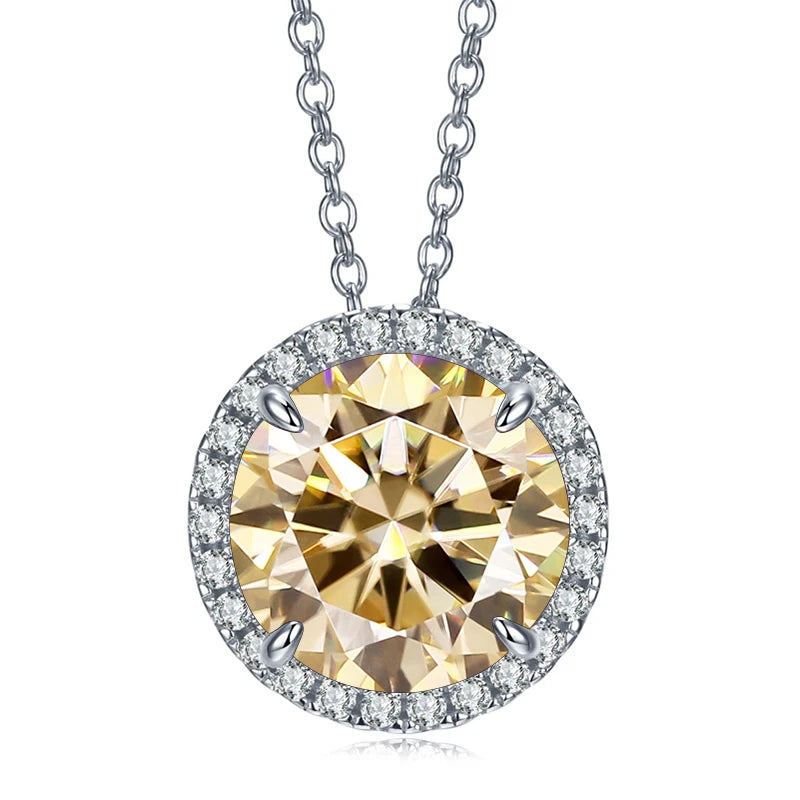 JoyceJelly 5CT Color Moissanite 925 Sterling Silver Necklace