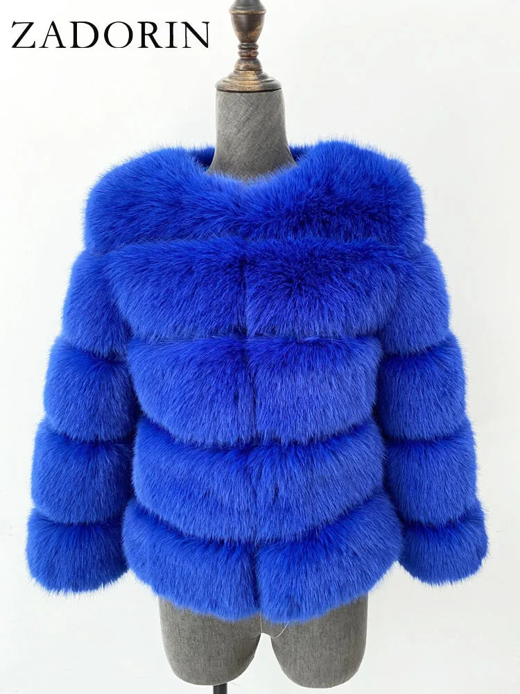 ZADORIN Women's Faux Fox Fur Winter Coat