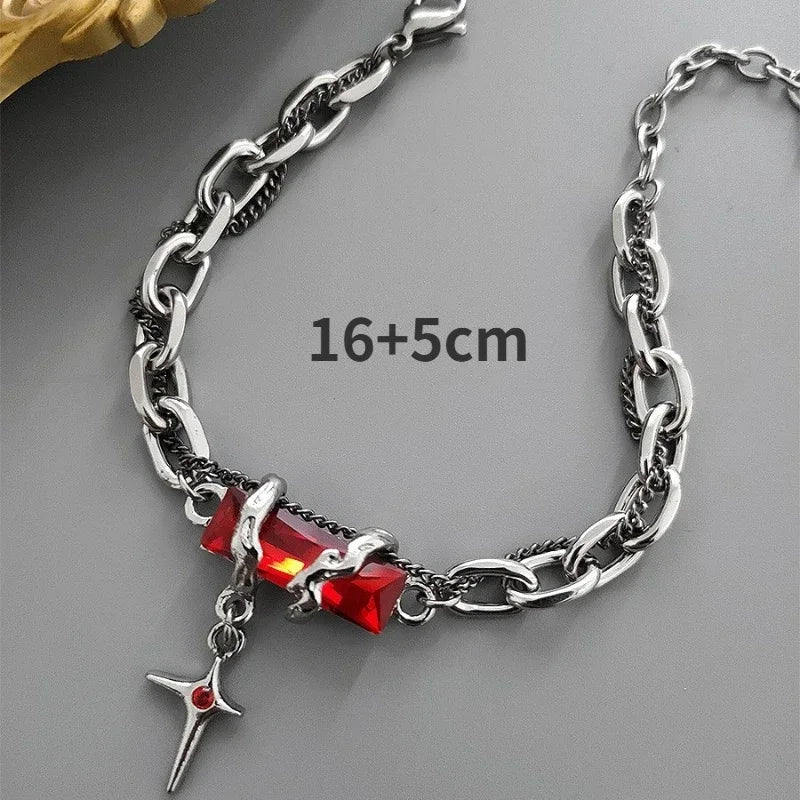 Unisex Black Zircon Star Chain Bracelet