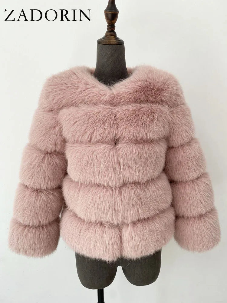 ZADORIN Women's Faux Fox Fur Winter Coat