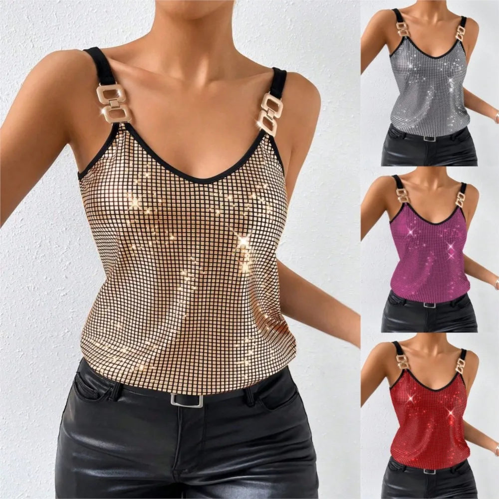 Women's Sexy Sequined Halter Backless Top