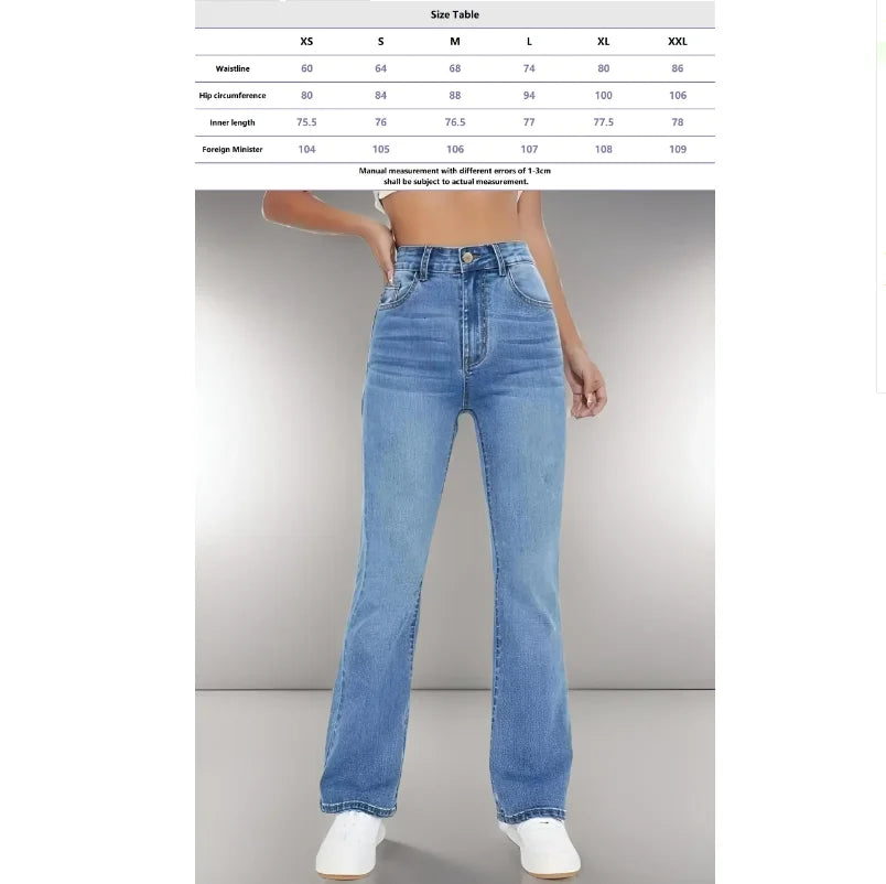Women's High Waist Slim Fit Washed Jeans