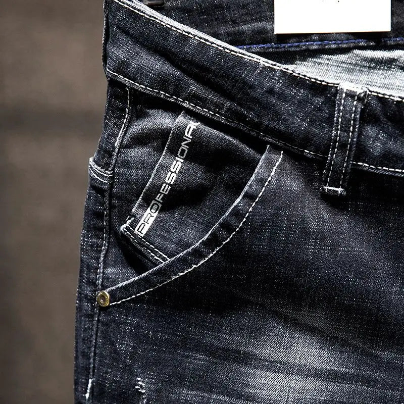 Men’s Ripped Slim Fit Straight Jeans