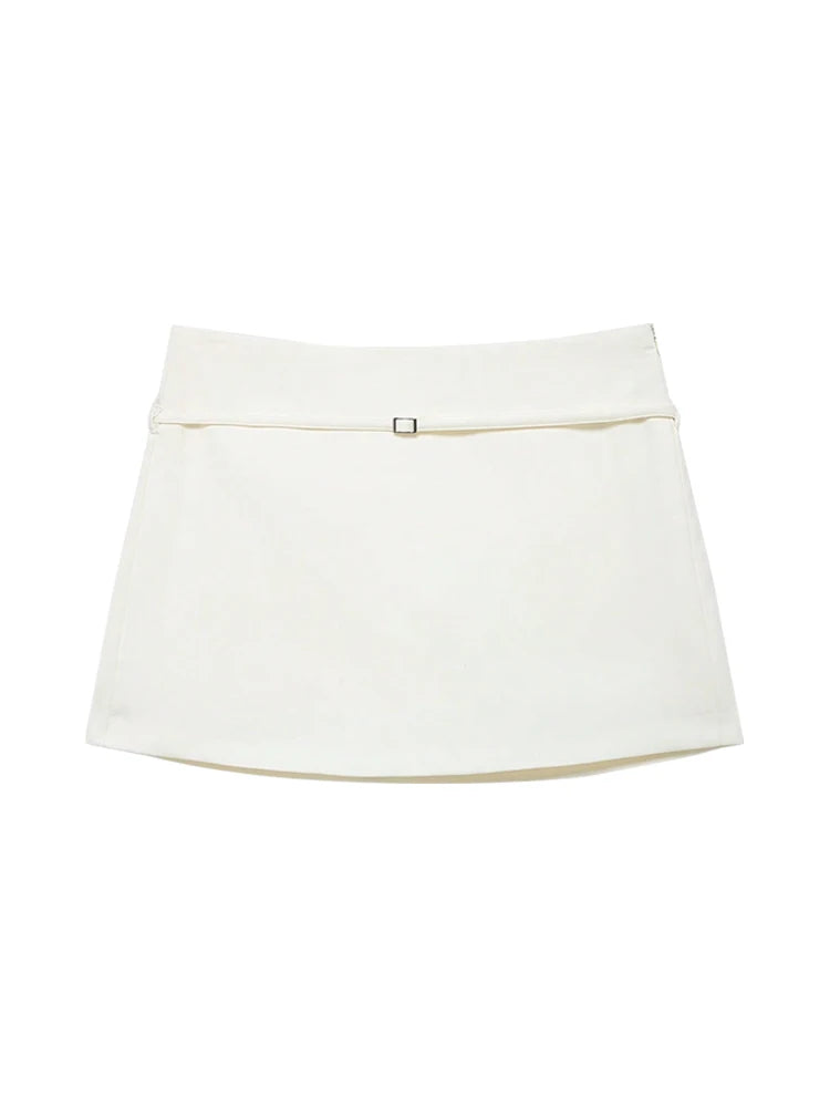 Women's Solid Color Belted Casual Short