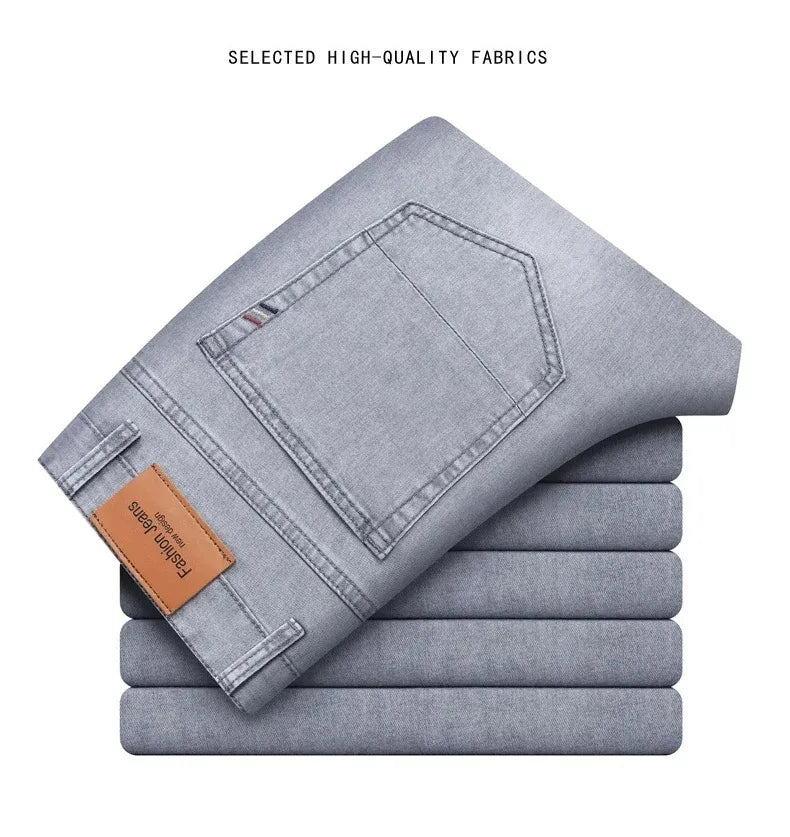 Men's Stretch Straight-Leg Gray Denim Jeans