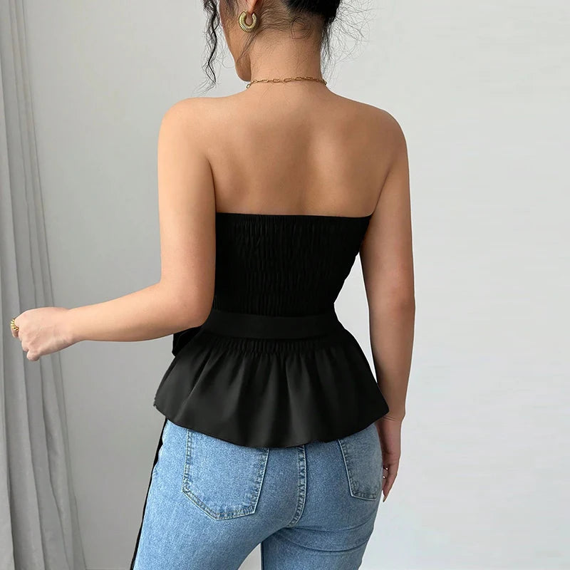 Women's Elegant Strapless Knitted Tube Top