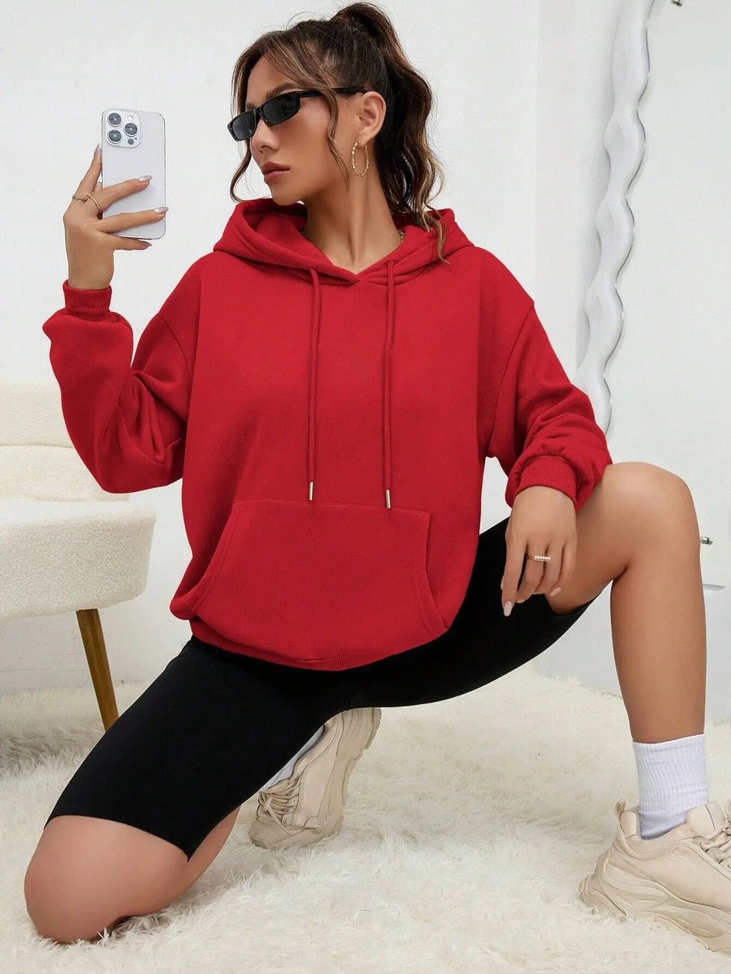 Unisex Solid Color Fleece Hoodie